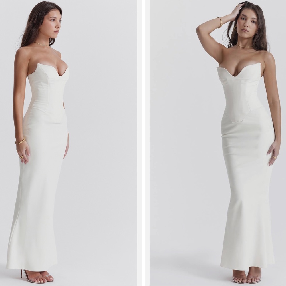 House of CB Tamara White Corset maxi dress